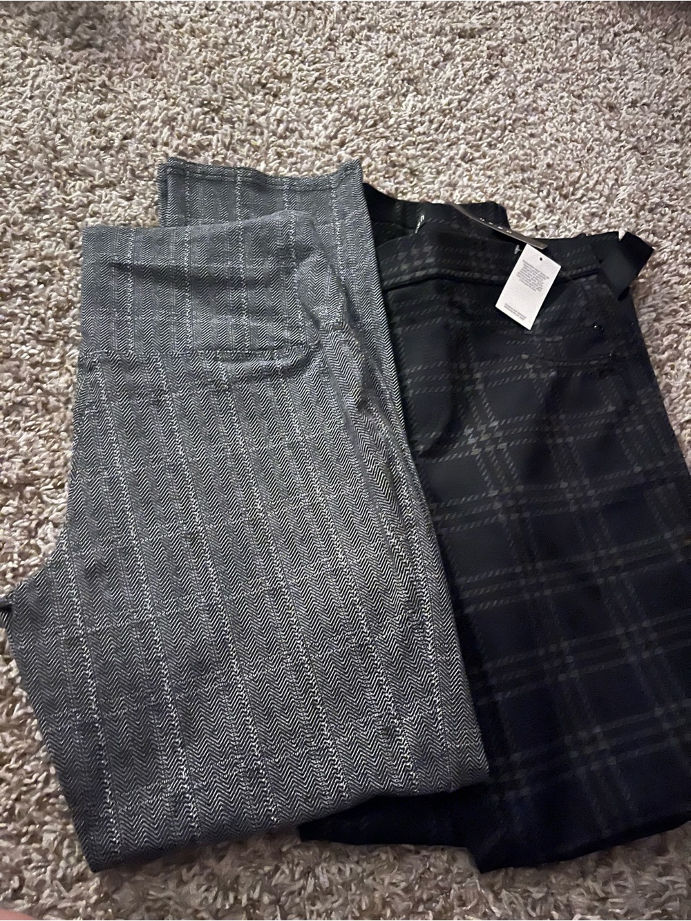 Women’s trousers — Black Plaid and Gray Herringbone